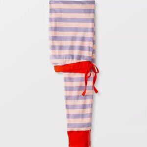 Hanna Andersson Long John Pajama Pants - pink and purple stripe with red